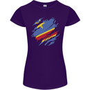 Torn DR Congo Flag Congolese Day Football Womens Petite Cut T-Shirt Purple