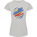 Torn DR Congo Flag Congolese Day Football Womens Petite Cut T-Shirt Sports Grey