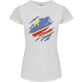 Torn DR Congo Flag Congolese Day Football Womens Petite Cut T-Shirt White