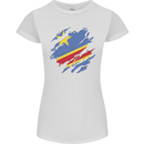 Torn DR Congo Flag Congolese Day Football Womens Petite Cut T-Shirt White