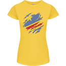 Torn DR Congo Flag Congolese Day Football Womens Petite Cut T-Shirt Yellow