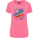 Torn DR Congo Flag Congolese Day Football Womens Wider Cut T-Shirt Azalea