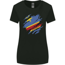 Torn DR Congo Flag Congolese Day Football Womens Wider Cut T-Shirt Black
