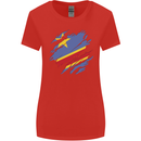 Torn DR Congo Flag Congolese Day Football Womens Wider Cut T-Shirt Red