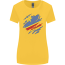 Torn DR Congo Flag Congolese Day Football Womens Wider Cut T-Shirt Yellow