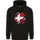 Torn Denmark Flag Danish Day Football Childrens Kids Hoodie Black