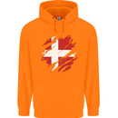 Torn Denmark Flag Danish Day Football Childrens Kids Hoodie Orange