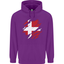 Torn Denmark Flag Danish Day Football Childrens Kids Hoodie Purple
