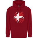 Torn Denmark Flag Danish Day Football Childrens Kids Hoodie Red