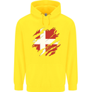 Torn Denmark Flag Danish Day Football Childrens Kids Hoodie Yellow