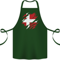 Torn Denmark Flag Danish Day Football Cotton Apron 100% Organic Forest Green