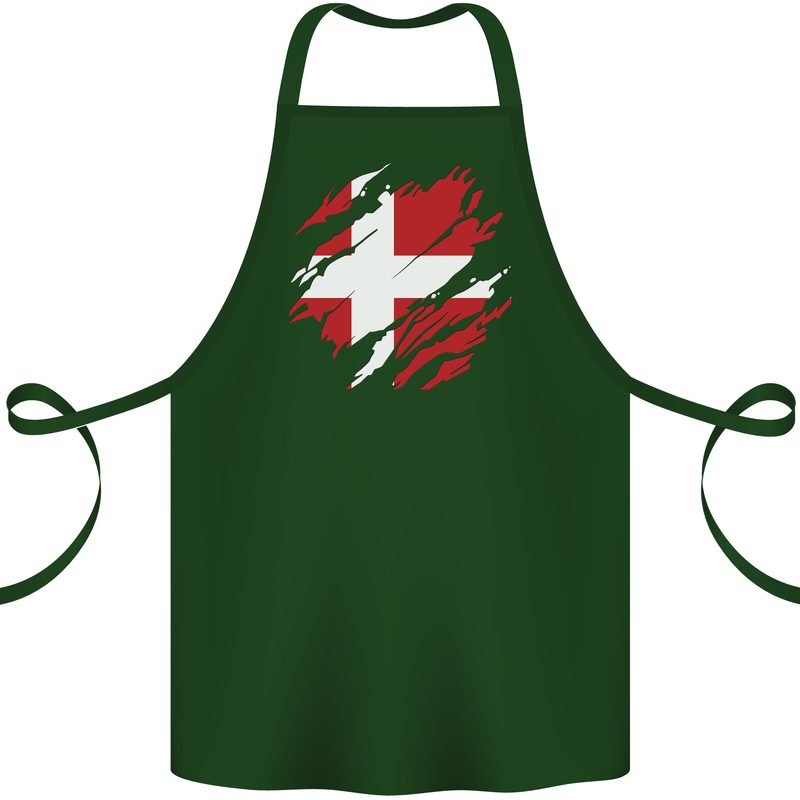 Torn Denmark Flag Danish Day Football Cotton Apron 100% Organic Forest Green