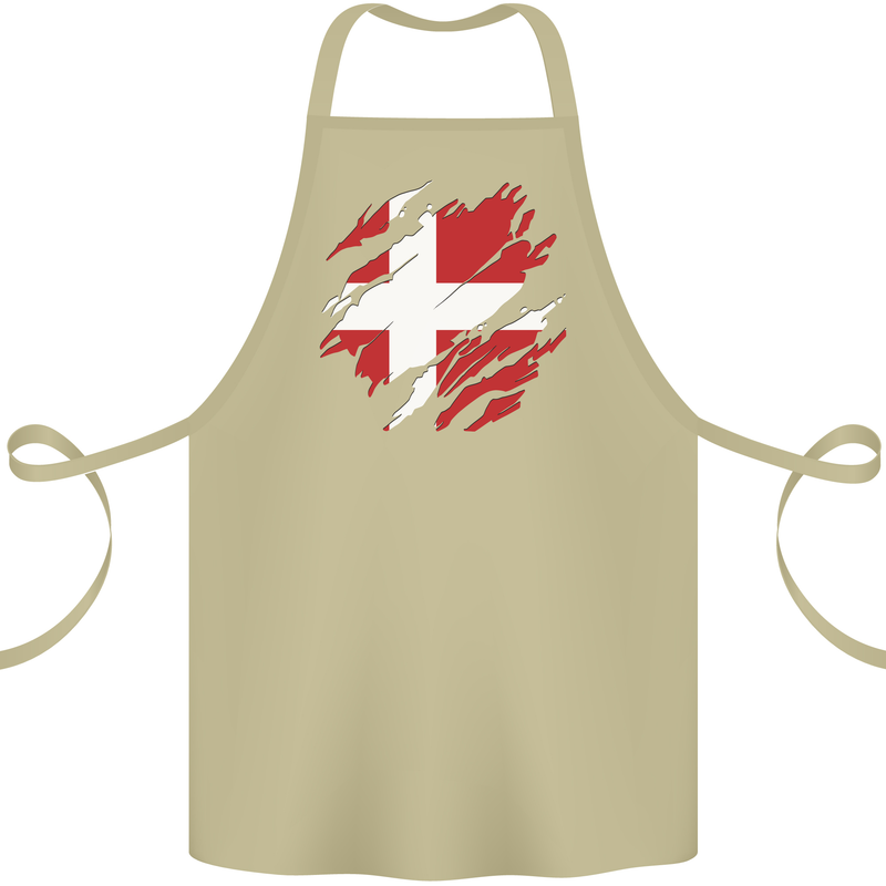 Torn Denmark Flag Danish Day Football Cotton Apron 100% Organic Khaki