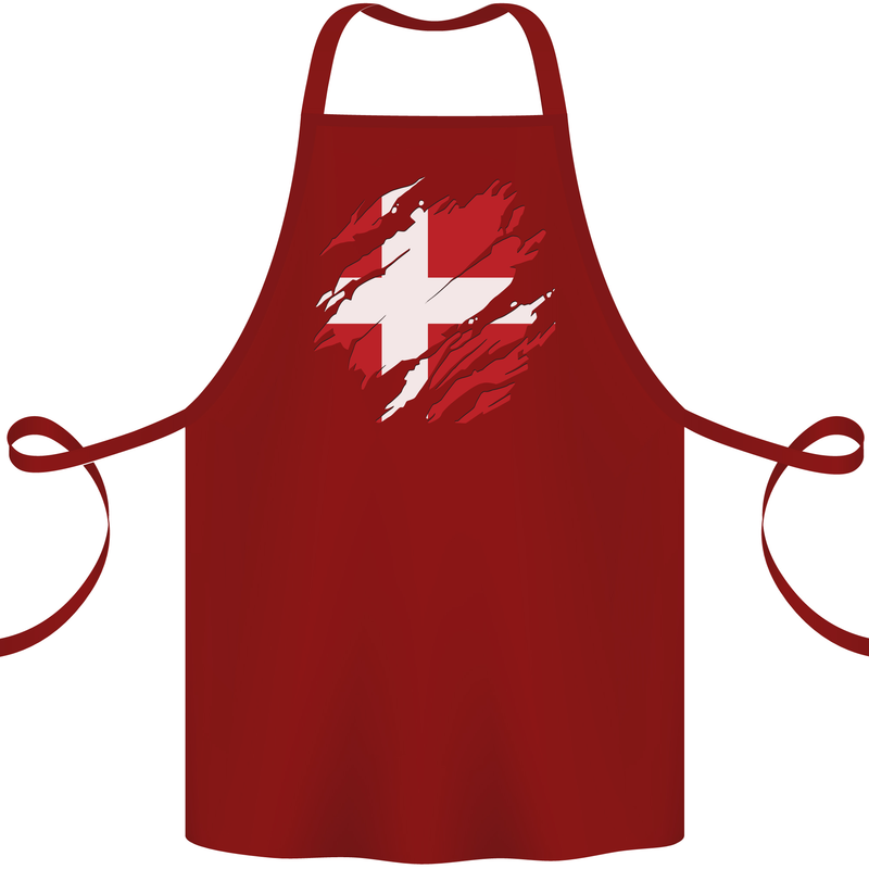 Torn Denmark Flag Danish Day Football Cotton Apron 100% Organic Maroon