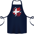 Torn Denmark Flag Danish Day Football Cotton Apron 100% Organic Navy Blue