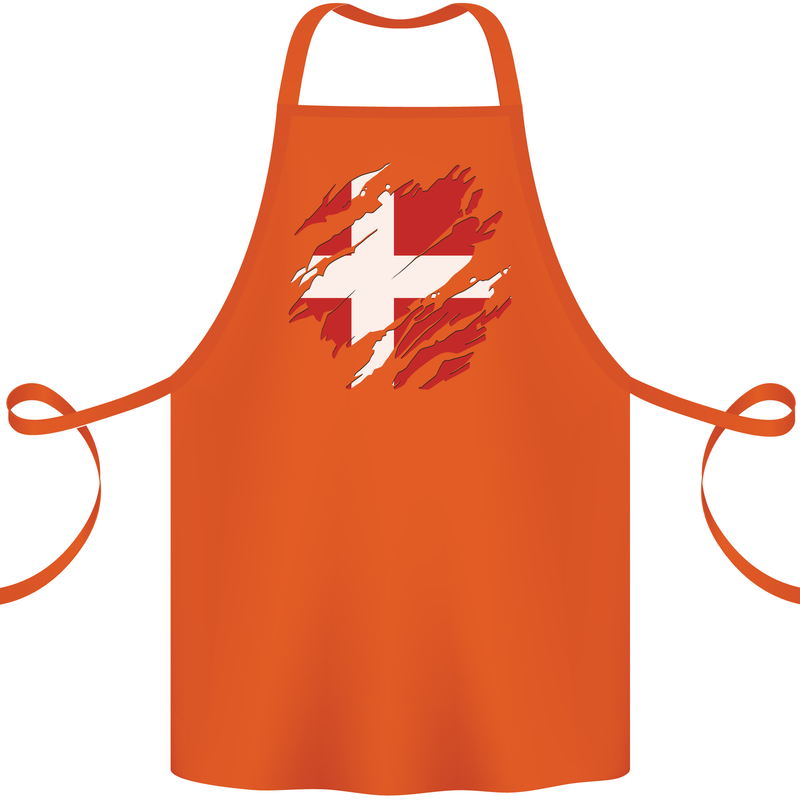 Torn Denmark Flag Danish Day Football Cotton Apron 100% Organic Orange