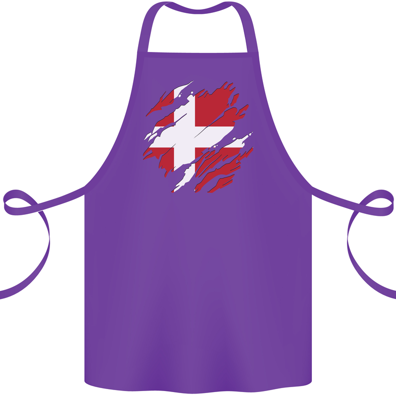 Torn Denmark Flag Danish Day Football Cotton Apron 100% Organic Purple