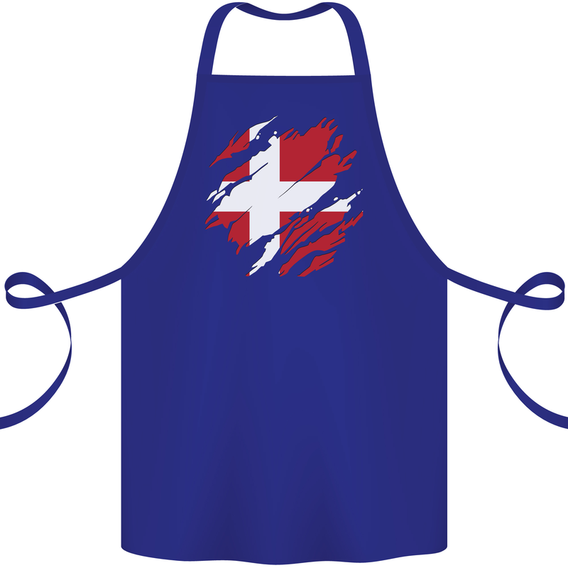 Torn Denmark Flag Danish Day Football Cotton Apron 100% Organic Royal Blue