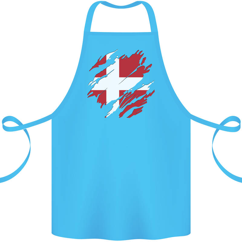 Torn Denmark Flag Danish Day Football Cotton Apron 100% Organic Turquoise