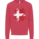 Torn Denmark Flag Danish Day Football Kids Sweatshirt Jumper Heliconia