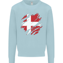 Torn Denmark Flag Danish Day Football Kids Sweatshirt Jumper Light Blue
