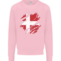 Torn Denmark Flag Danish Day Football Kids Sweatshirt Jumper Light Pink