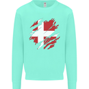 Torn Denmark Flag Danish Day Football Kids Sweatshirt Jumper Peppermint