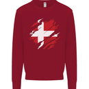 Torn Denmark Flag Danish Day Football Kids Sweatshirt Jumper Red