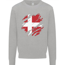 Torn Denmark Flag Danish Day Football Kids Sweatshirt Jumper Sports Grey