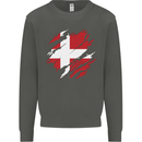 Torn Denmark Flag Danish Day Football Kids Sweatshirt Jumper Storm Grey