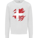 Torn Denmark Flag Danish Day Football Kids Sweatshirt Jumper White