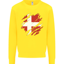 Torn Denmark Flag Danish Day Football Kids Sweatshirt Jumper Yellow