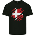 Torn Denmark Flag Danish Day Football Kids T-Shirt Childrens Black
