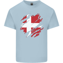 Torn Denmark Flag Danish Day Football Kids T-Shirt Childrens Light Blue