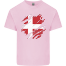 Torn Denmark Flag Danish Day Football Kids T-Shirt Childrens Light Pink