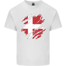 Torn Denmark Flag Danish Day Football Kids T-Shirt Childrens White