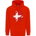 Torn Denmark Flag Danish Day Football Mens 80% Cotton Hoodie Bright Red