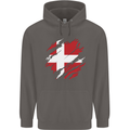 Torn Denmark Flag Danish Day Football Mens 80% Cotton Hoodie Charcoal