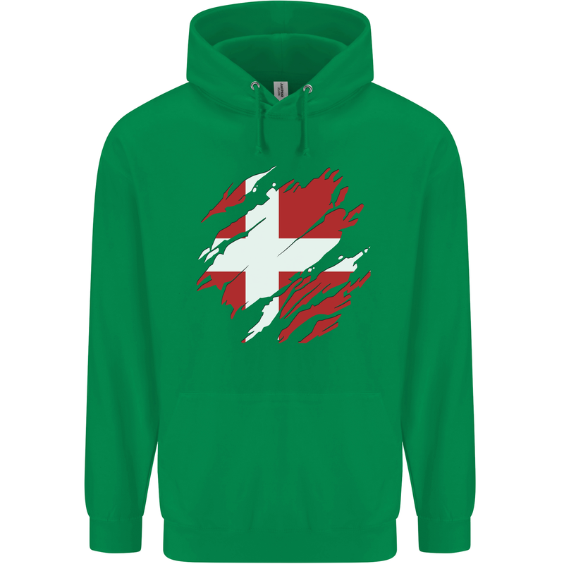 Torn Denmark Flag Danish Day Football Mens 80% Cotton Hoodie Irish Green