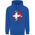 Torn Denmark Flag Danish Day Football Mens 80% Cotton Hoodie Royal Blue