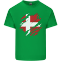 Torn Denmark Flag Danish Day Football Mens Cotton T-Shirt Tee Top Irish Green