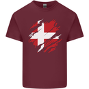 Torn Denmark Flag Danish Day Football Mens Cotton T-Shirt Tee Top Maroon