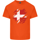 Torn Denmark Flag Danish Day Football Mens Cotton T-Shirt Tee Top Orange