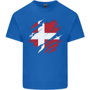 Torn Denmark Flag Danish Day Football Mens Cotton T-Shirt Tee Top Royal Blue