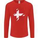 Torn Denmark Flag Danish Day Football Mens Long Sleeve T-Shirt Red
