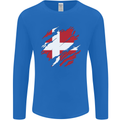 Torn Denmark Flag Danish Day Football Mens Long Sleeve T-Shirt Royal Blue