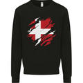 Torn Denmark Flag Danish Day Football Mens Sweatshirt Jumper Black
