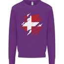 Torn Denmark Flag Danish Day Football Mens Sweatshirt Jumper Purple