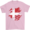 Torn Denmark Flag Danish Day Football Mens T-Shirt 100% Cotton Light Pink