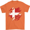 Torn Denmark Flag Danish Day Football Mens T-Shirt 100% Cotton Orange